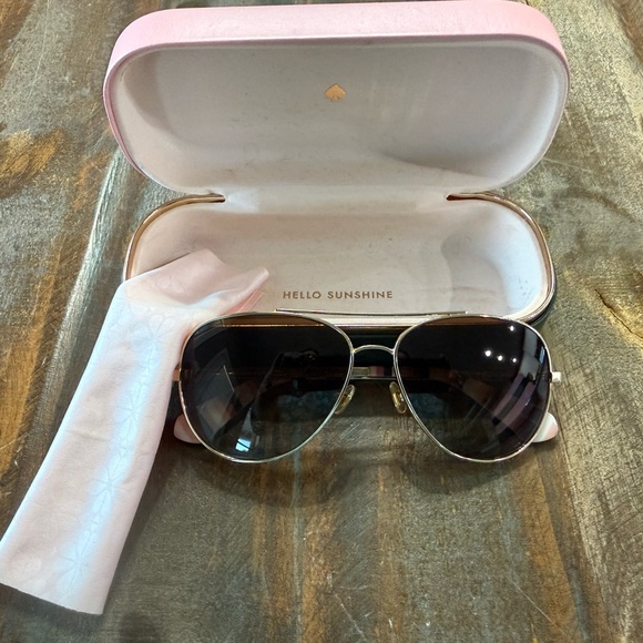 Kate Spade Avaline2/S Polarized Aviator Sunglasses w/Case + Cloth GUC